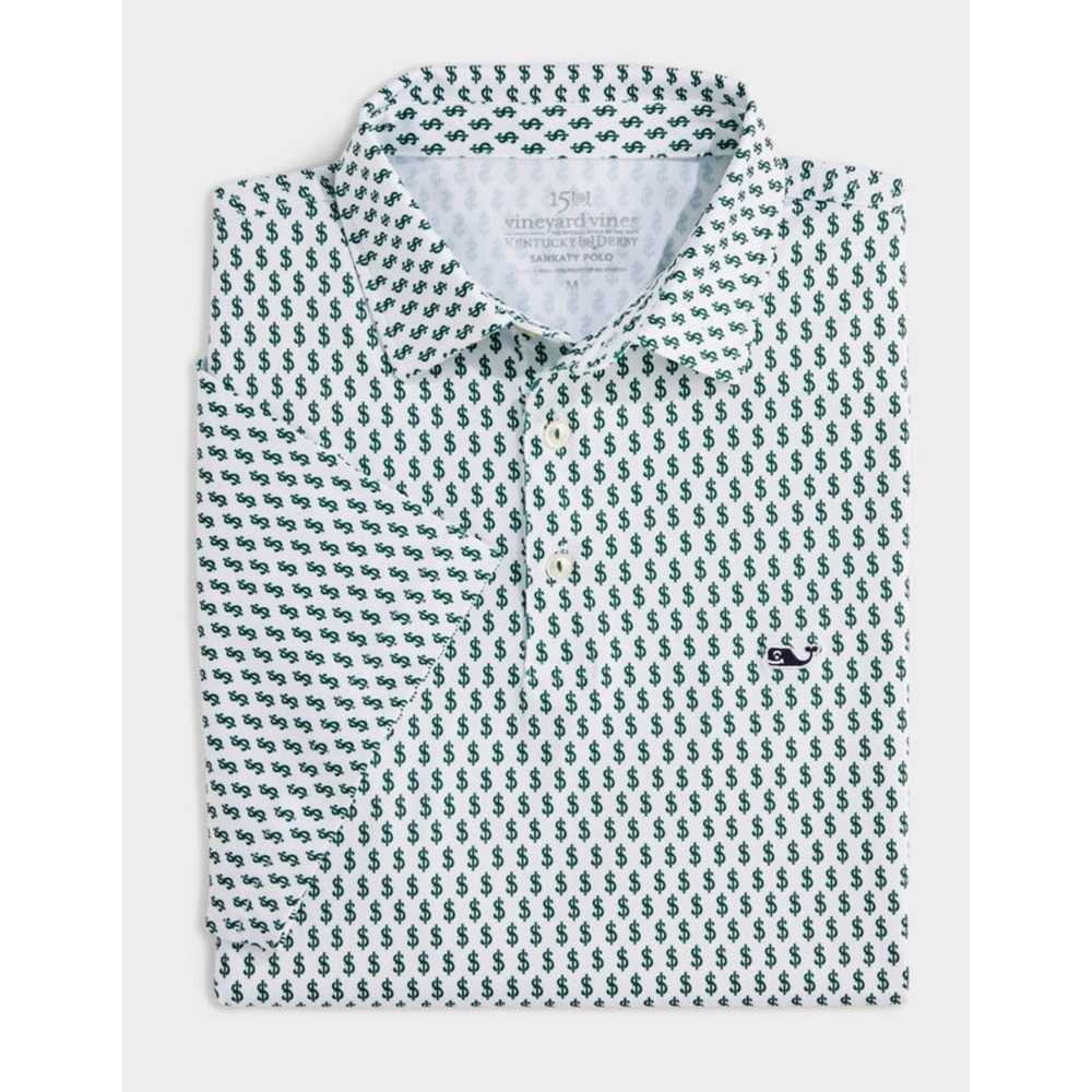 Vineyard Vines 150th Kentucky Derby Sankaty Polo Dollar Sign Mens Size XL